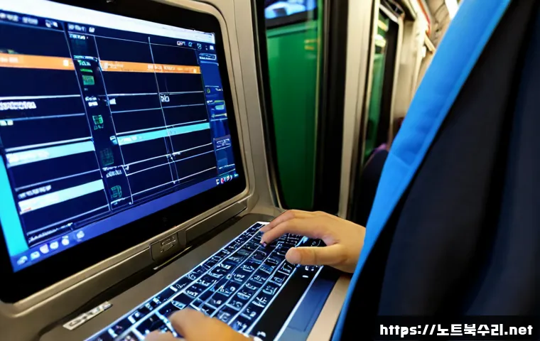 고기동 DRIVER_CORRUPTED_EXPOOL - Photorealistic high-mobility IT technician using a rugged laptop at a compact workstation inside a m...