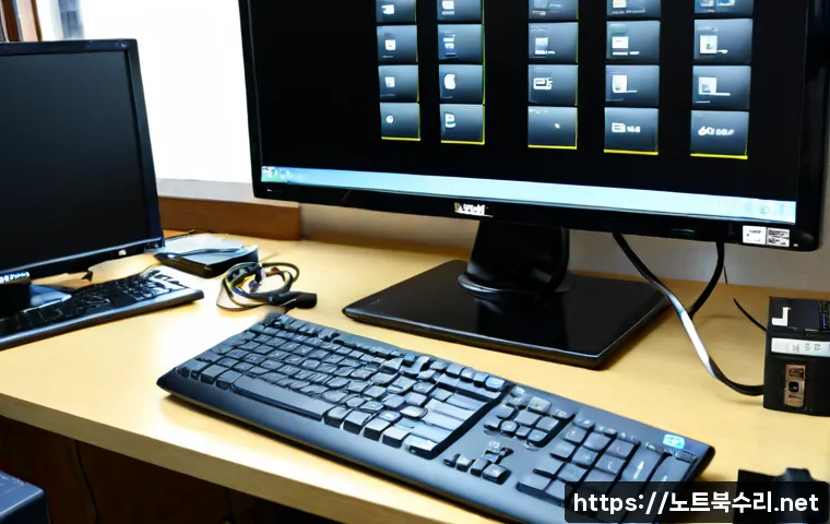 도마교동 Press Ctrl Alt Del to restart - Photorealistic PC repair workstation in a quiet mixed residential district, desktop monitor showing ...
