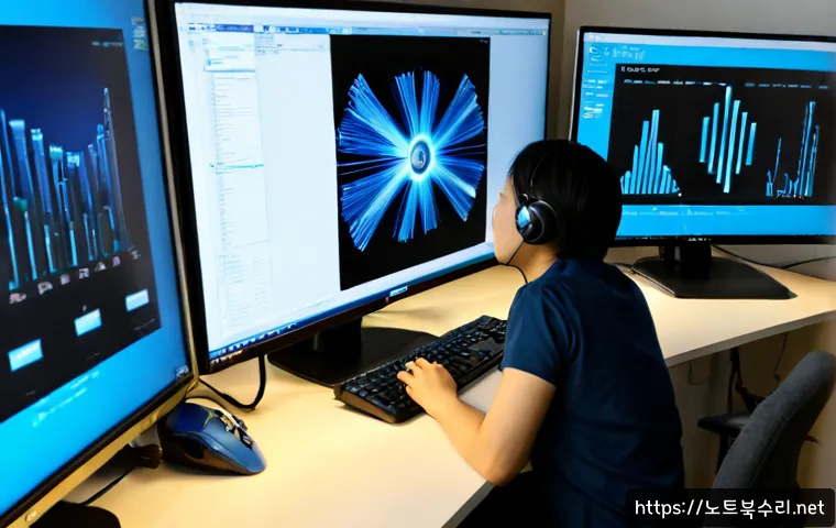 고덕면 CLOCK_WATCHDOG_TIMEOUT - Photorealistic IT support workstation in a quiet suburban office near low rice fields, dual monitors...