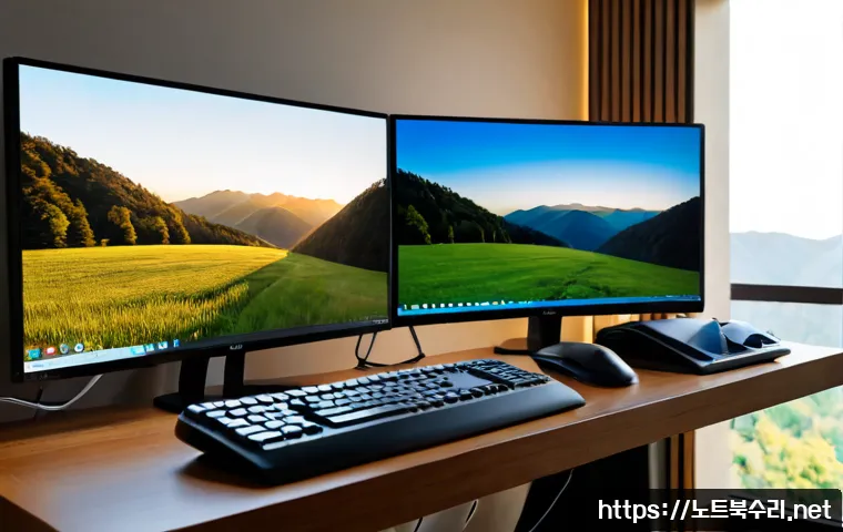 평내동 STATUS_FLOAT_OVERFLOW - Photorealistic IT support workstation in a modern apartment office near low forested hills, dual mon...