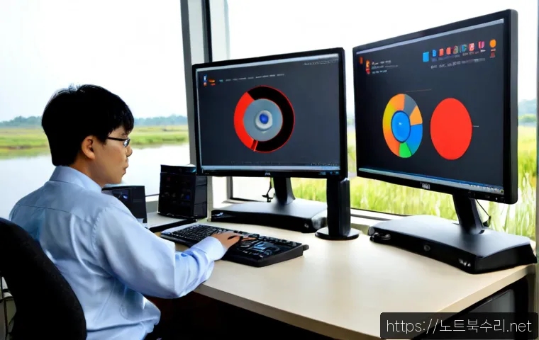 강하면 STATUS_DISK_CORRUPTION - Photorealistic remote-support workstation in a quiet riverside office near rural Gangha-myeon, IT sp...