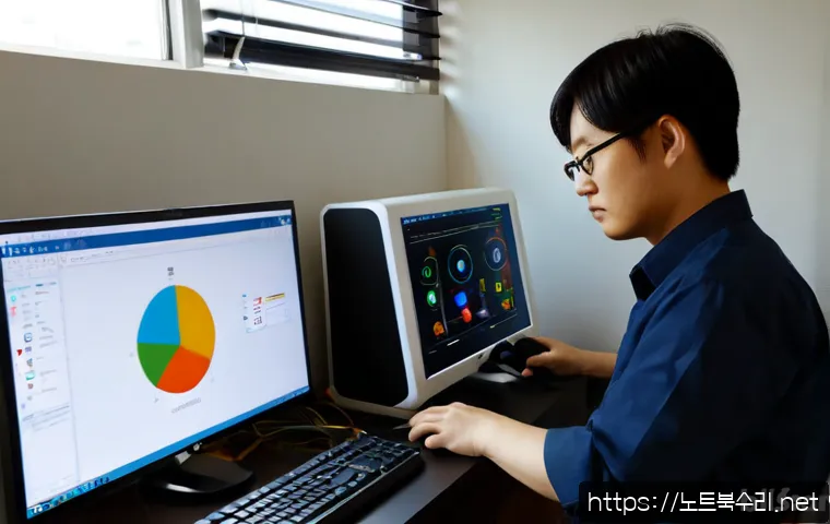 발산동 STATUS_IMAGE_ACCESS_DENIED - Photorealistic remote-support workstation in a compact Balsan-dong office, desktop monitor displayin...