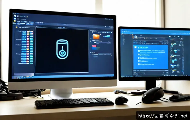 동구동 all boot options are tried - Photorealistic IT support workstation in a compact Dong-gu apartment office, desktop monitor showing...
