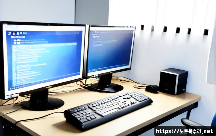 안흥동 pc에 문제가 발생하여 다시 시작해야 합니다 - Photorealistic IT support scene in a compact Anhung-dong apartment office, desktop computer showing ...