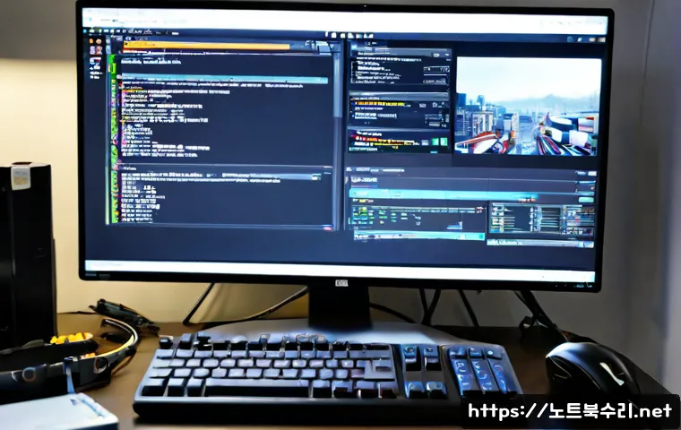 광정동 all boot options are tried - Photorealistic IT support workstation in a compact Korean apartment office, desktop monitor showing ...
