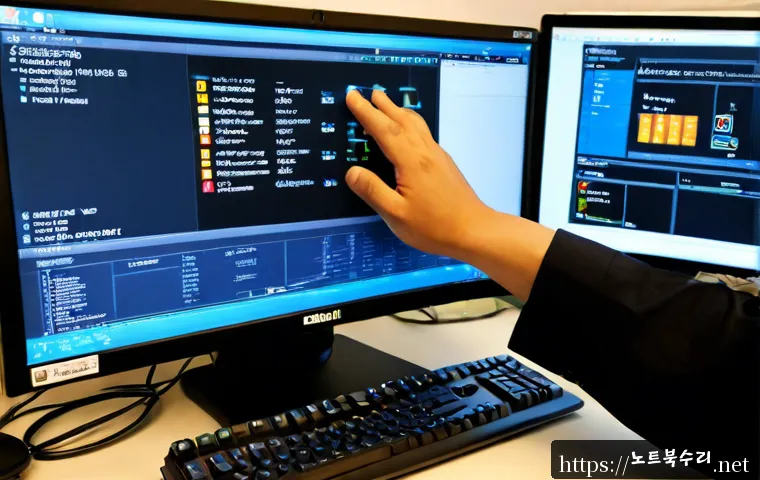 수동면 STATUS_SYSTEM_PROCESS_TERMINATED - Photorealistic IT support workstation, desktop monitor showing a blank system crash panel with a sma...