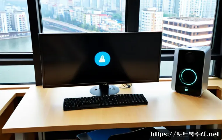 미사동 STATUS_DEVICE_OFFLINE - Photorealistic IT support workstation in a modern Misa-dong apartment office, ultrawide monitor show...