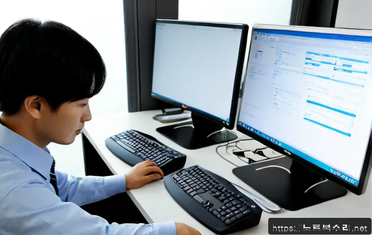 광정동 STATUS_SYSTEM_FILE_MISSING - Photorealistic desktop support workstation in a compact Gwangjeong-dong apartment office, dual monit...