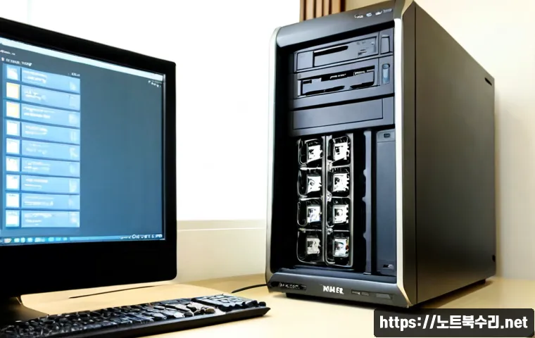 정발산동 pc복구중 - Photorealistic PC recovery workstation in a quiet Jeongbalsan-dong apartment office, technician reco...