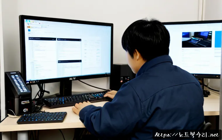 미성동 linux재설치 포맷  초기화 - Photorealistic remote-support workstation in a compact Misinseong-dong apartment office, technician ...