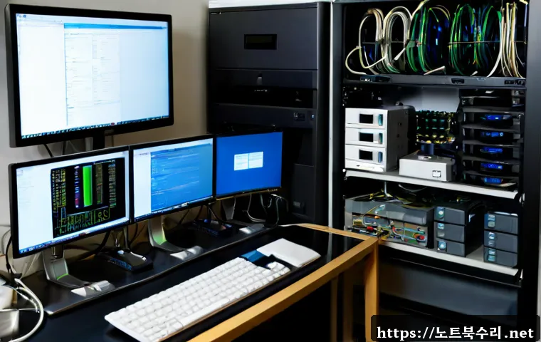 운연동 WHEA_UNCORRECTABLE_ERROR - Photorealistic IT support workstation in Unyeon-dong, a desktop tower opened beside dual monitors sh...