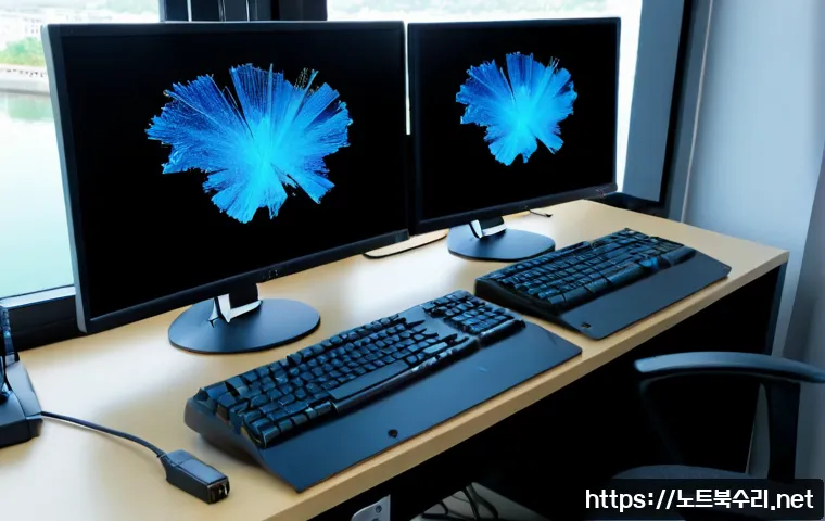 공촌동 STATUS_KERNEL_HEAP_CORRUPTION - Photorealistic IT support workstation in a compact residential office near a quiet Korean riverside ...