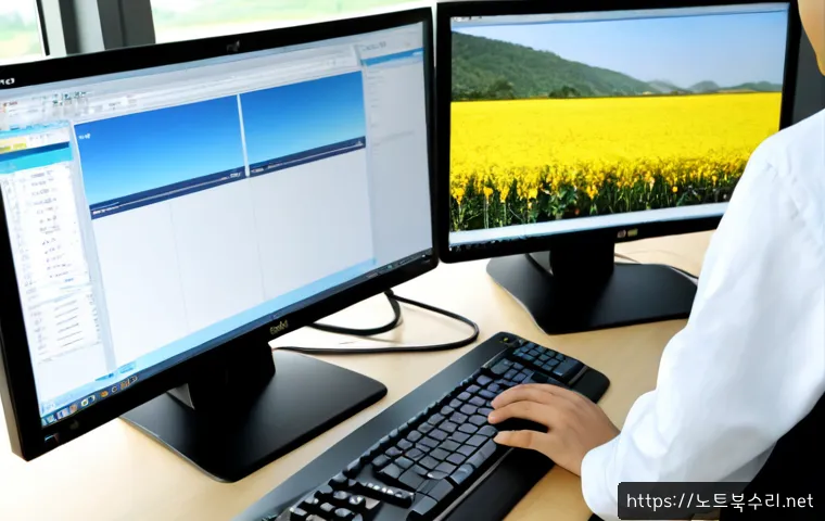 하성면 press  f4  key - Photorealistic remote-support workstation in a quiet Hasung-myeon office, a technician pressing an u...