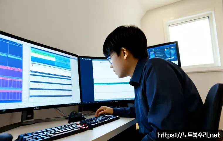통복동 STATUS_STACK_OVERFLOW - Photorealistic IT support workstation in a compact Pyeongtaek neighborhood office, engineer studying...