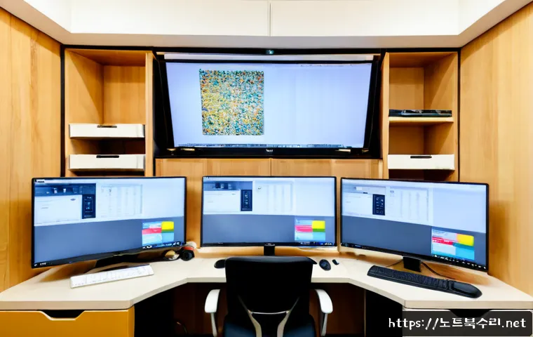 탄현동 STATUS_IMAGE_CHECKSUM_MISMATCH - Photorealistic remote-support workstation in a compact Tanhyeon-dong apartment office, dual monitors...