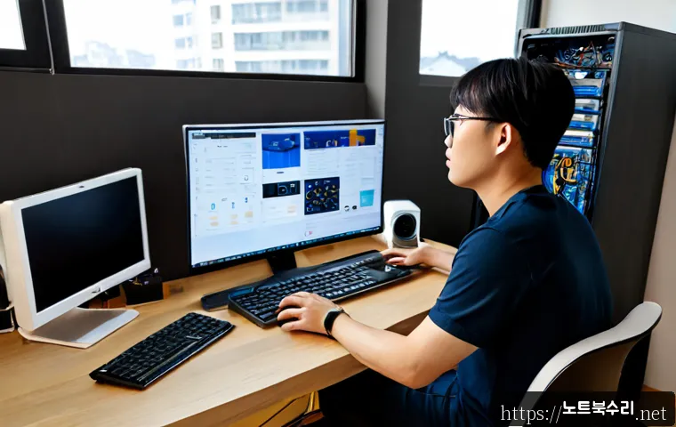 대포동 조립컴퓨터 pc 출장판매설치 - Photorealistic apartment workstation installation in Daepodong, South Korea, a traveling PC technici...