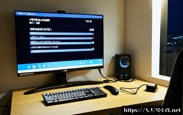 동작동 입력신호가 없습니다 - Photorealistic remote-support workstation in a compact Dongjak-dong apartment, desktop monitor showi...