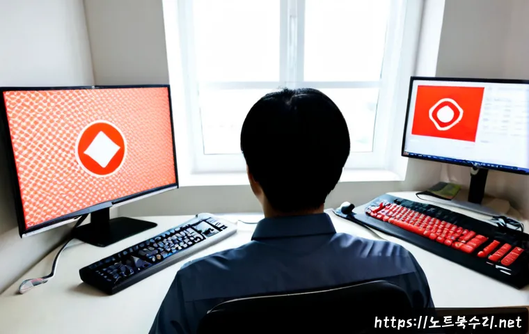 신진동 STATUS_SYSTEM_LICENSE_INVALID - Photorealistic remote IT support workstation in a compact Shinjin-dong apartment office, dual monito...
