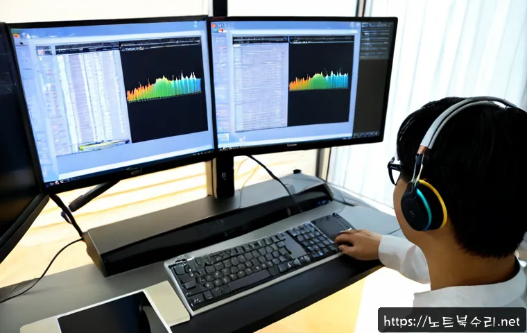 송산동 SYSTEM_LICENSE_VIOLATION - Photorealistic IT support workstation in a modern Song-san neighborhood office, dual monitors showin...