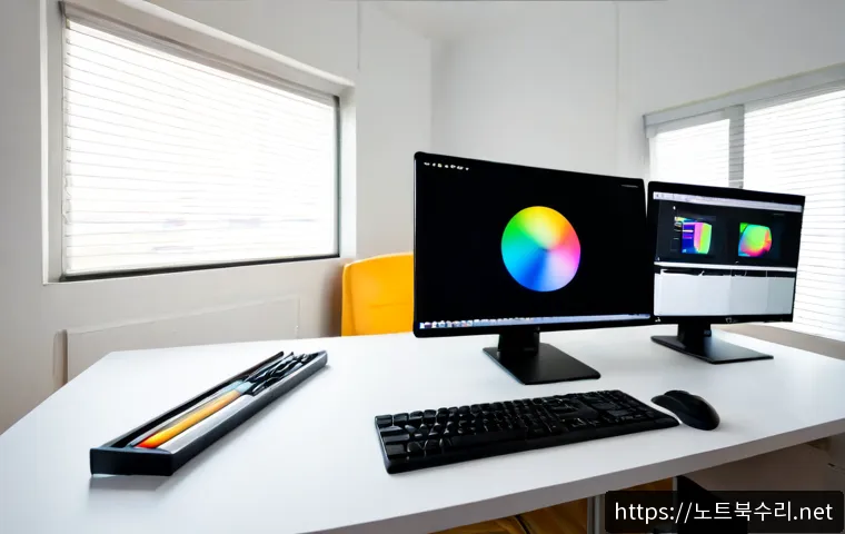 와동 STATUS_IMAGE_NOT_FOUND - Photorealistic compact design studio in Wadong, an industrial designer using a large monitor with ab...