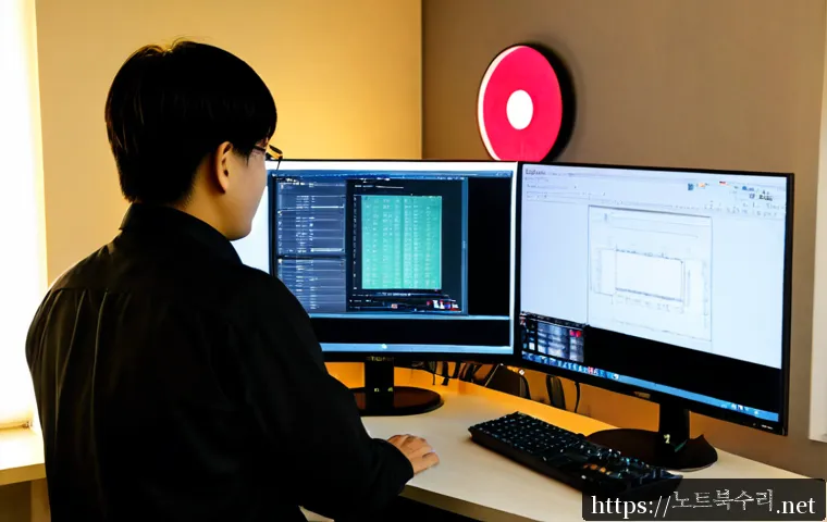 감정동 STATUS_DISK_READ_FAILURE - Photorealistic remote-support workstation in a compact Gimjeong-dong apartment office, ultrawide mon...