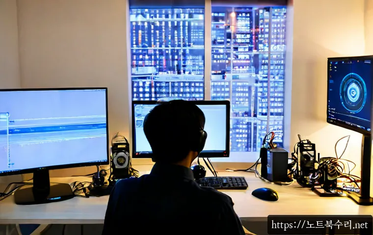 귀인동 STATUS_FLOAT_INEXACT_RESULT - Photorealistic remote-support workstation in a quiet apartment office, dual monitors showing a clean...