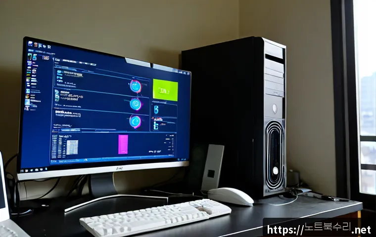 구의동 STATUS_KERNEL_NETWORK_ERROR - Photorealistic IT support workstation in a compact apartment near a quiet eastern Seoul residential ...