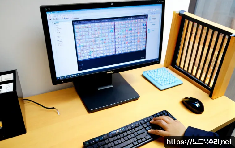 익선동 윈도우8 windows8 재설치 포맷  초기화 - Photorealistic remote-support workstation inside a compact Ikseondong office, desktop monitor showin...