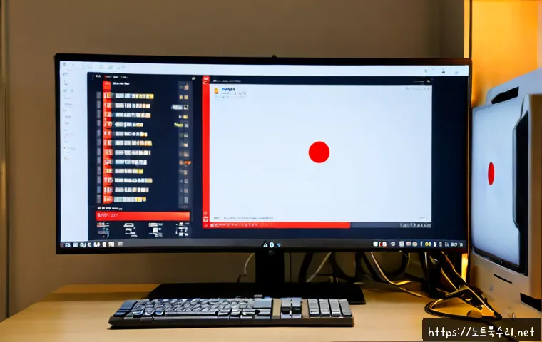 연무동 STATUS_DISK_FULL - Photorealistic remote-support workstation in a compact Yeonmu-dong apartment office, dual monitors s...
