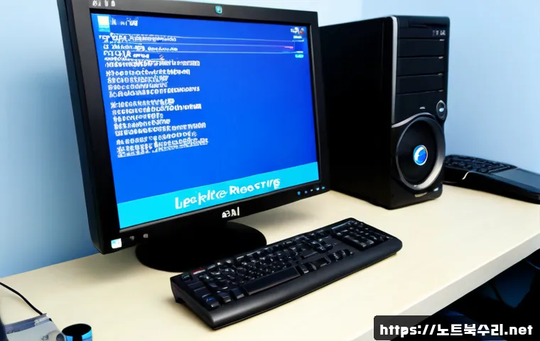 답십리동 STATUS_KERNEL_BOOT_DRIVE_ERROR - Photorealistic remote IT support workstation in a modest Dapsimni-dong electronics repair office, de...