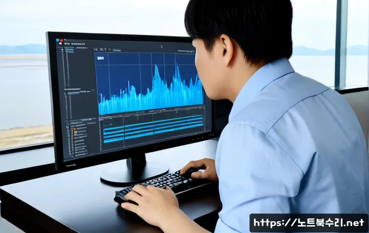대부동 KERNEL_MODE_HEAP_CORRUPTION - Photorealistic remote IT support scene in a modern coastal home office on Daebudo Island, desktop mo...