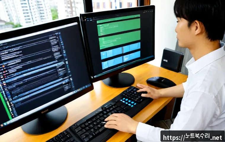 옥련동 linux재설치 포맷  초기화 - Photorealistic remote IT support workstation in a quiet Okryeon-dong apartment, technician reinstall...