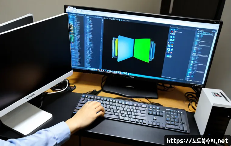 남동구 IO_DEVICE_ERROR - Photorealistic IT support workstation in Namdong-gu, Incheon, technician reconnecting a compact exte...