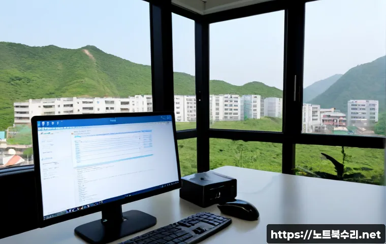 동작동 STATUS_FILE_INVALID - Photorealistic remote-support workstation in a quiet Dongjak-dong apartment office, dual monitors sh...