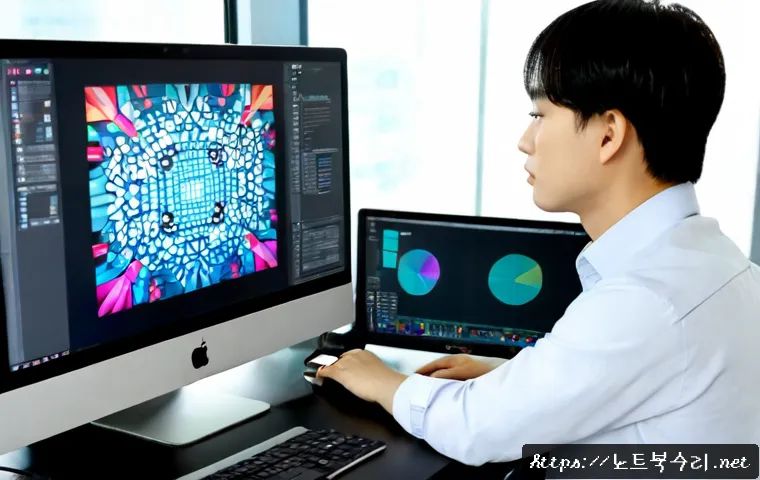삼평동 KERNEL_MODE_HEAP_CORRUPTION - Photorealistic modern software support workstation in Pangyo’s tech-office district, dual monitors s...