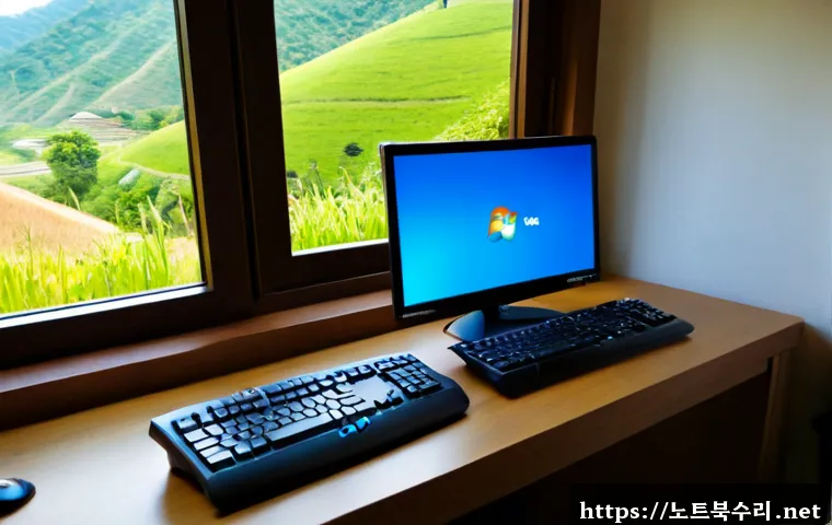 단월면 윈도우10 windows10 재설치 포맷  초기화 - Photorealistic remote-support workstation in a quiet rural Korean home office, desktop computer show...