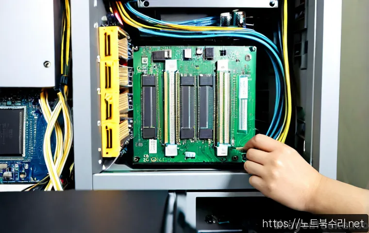 상동 cpu조립 및 교체수리 - Photorealistic computer repair workstation in Sangdong, Bucheon, technician carefully installing a m...