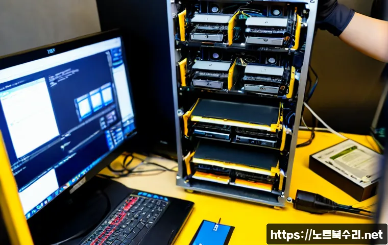 양정동 SSD조립 및 교체수리 - Photorealistic computer repair workstation in a compact Yangjeong-dong electronics shop, technician ...