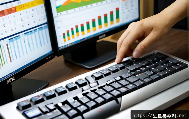 여주시 f4키 누르라고 할때 - Photorealistic remote-support workstation in a quiet Yeoju home office, close-up of a hand pressing ...