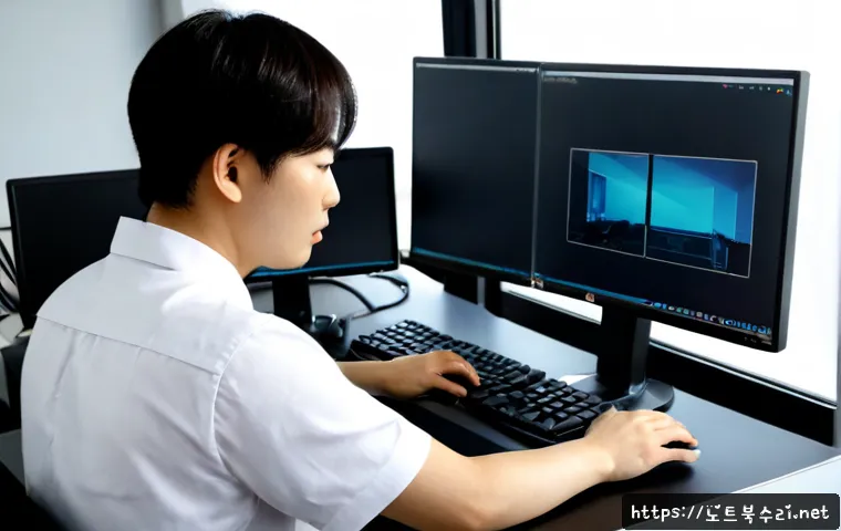 독산동 STATUS_DEVICE_NOT_READY - Photorealistic IT support workstation in a compact industrial office, designer reviewing a silent de...
