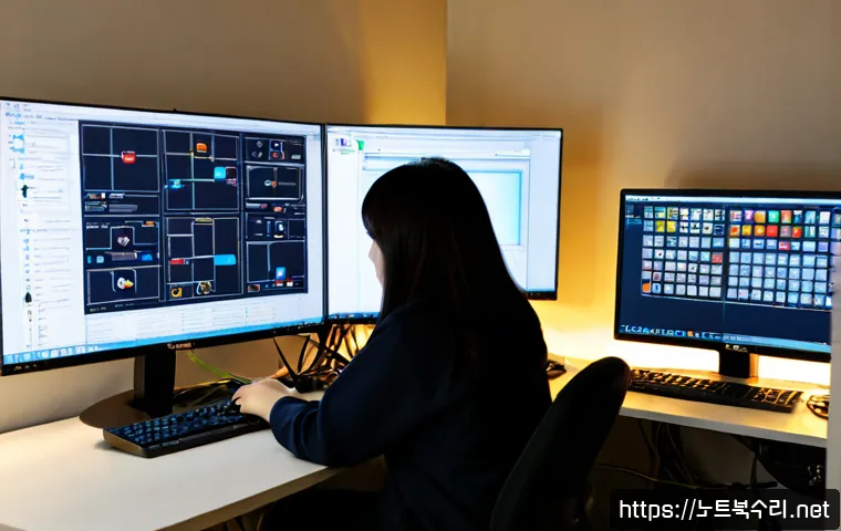 삼가동 STATUS_KERNEL_MODULE_INVALID - Photorealistic IT support workstation in a compact Samga-dong office, desktop monitor showing abstra...