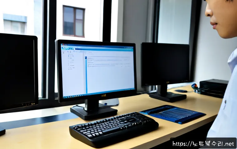 원미동 STATUS_DEVICE_NOT_READY - Photorealistic remote-support workstation in a compact Wonmi-dong apartment office, desktop computer...