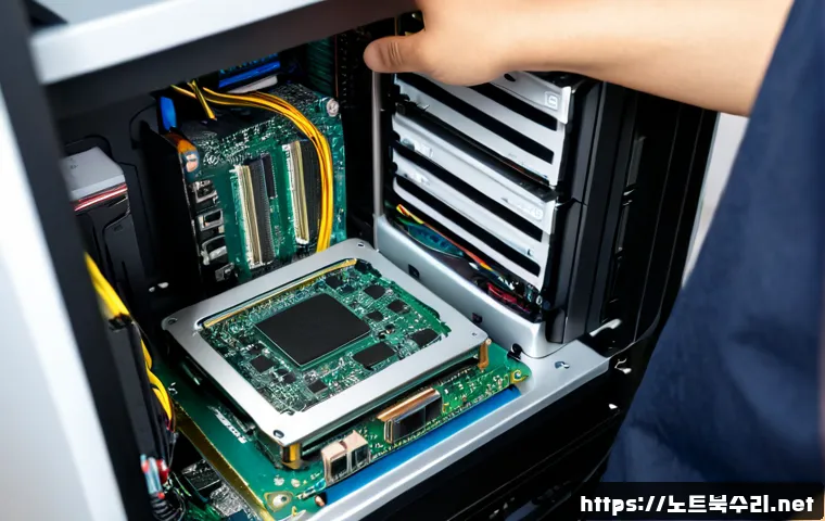 심곡동 SSD조립 및 교체수리 - Photorealistic desktop PC repair workstation in a compact Simok-dong apartment office, technician ca...