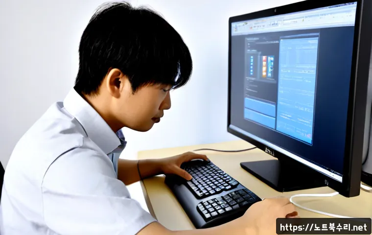 돈암동 linux재설치 포맷  초기화 - Photorealistic IT technician reinstalling Linux on a dual-monitor CAD workstation, abstract 3D mecha...