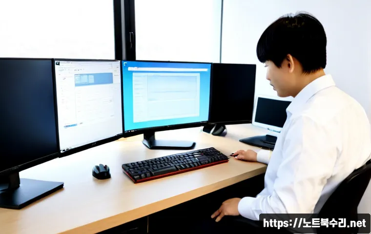 대월면 윈도우10 windows10 재설치 포맷  초기화 - Photorealistic remote-support workstation in a quiet Daewol-eup small office, technician reinstallin...