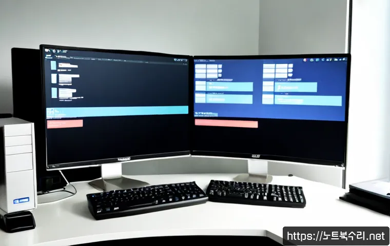 시흥시 자동복구 - Photorealistic IT support workstation in a modern office near Siheung’s coastal industrial area, dua...