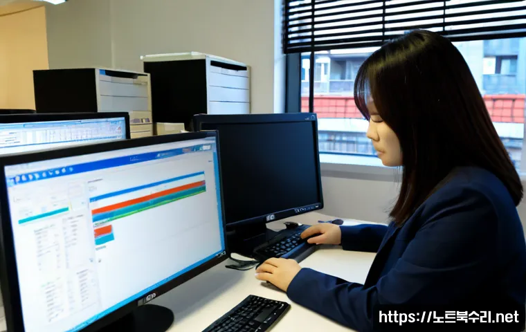 효성동 DRIVER_CAUGHT_MODIFYING_FREED_POOL - Photorealistic IT support workstation in a compact Hyoseong-dong office, technician examining a desk...