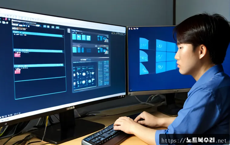 남사면 UNEXPECTED_KERNEL_MODE_TRAP - Photorealistic remote IT support workstation in a quiet semi-rural Korean office near Namsa-myeon, d...