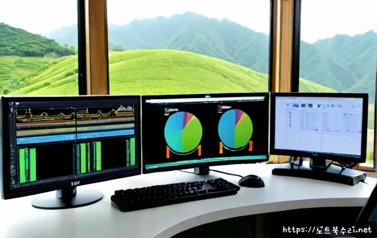 청산면 PROCESS_HAS_LOCKED_PAGES - Photorealistic remote-support workstation in a quiet rural Korean county office, technician using a ...