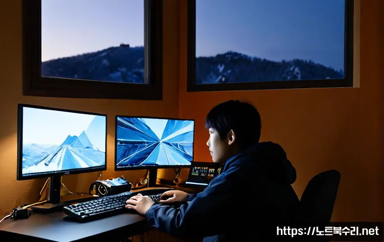 보문동 STATUS_MEMORY_VIOLATION - Photorealistic remote IT support workstation in a compact apartment near a quiet hillside neighborho...